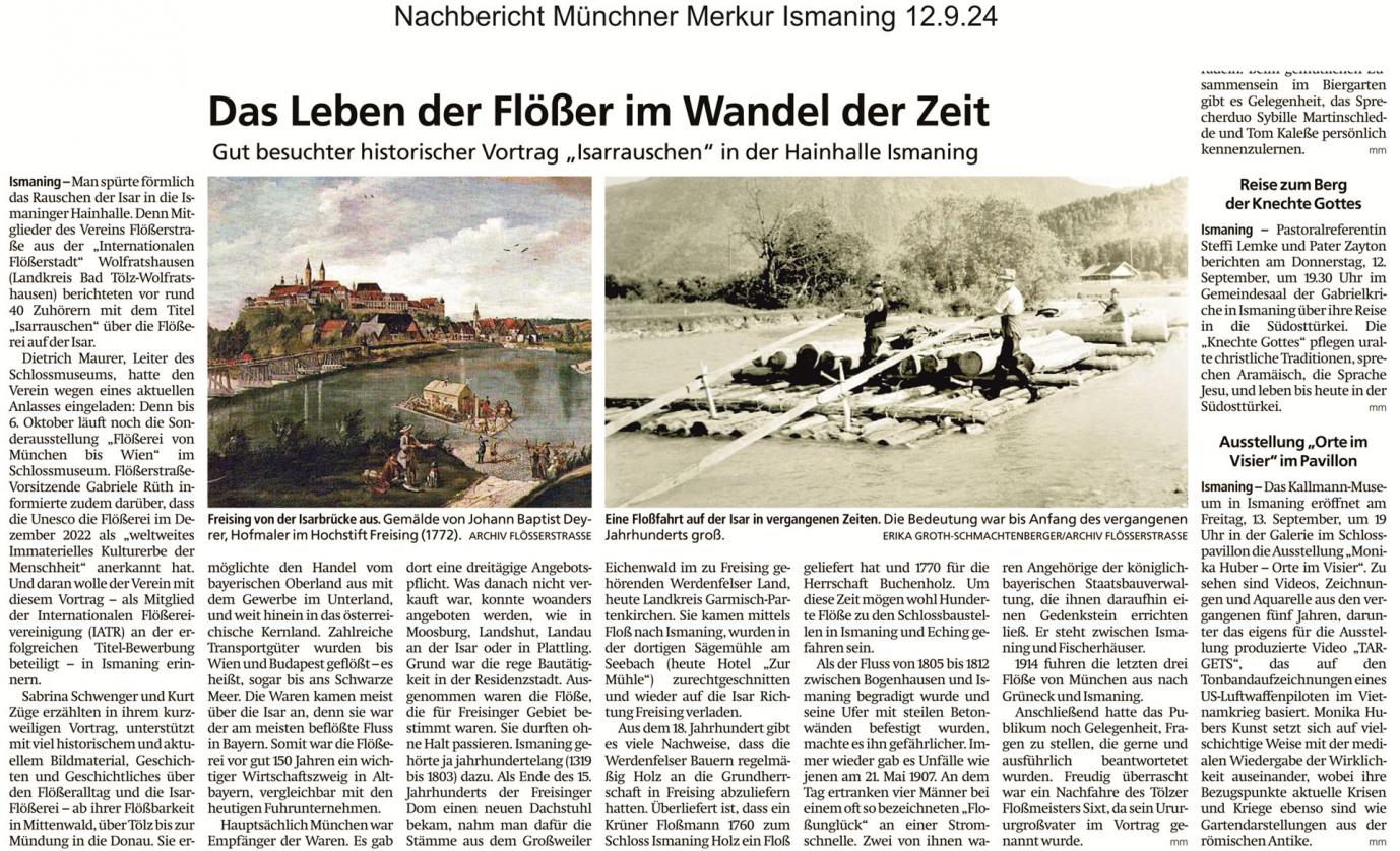 3. September 2024 Vortrag „Isarrauschen“ in Ismaning
