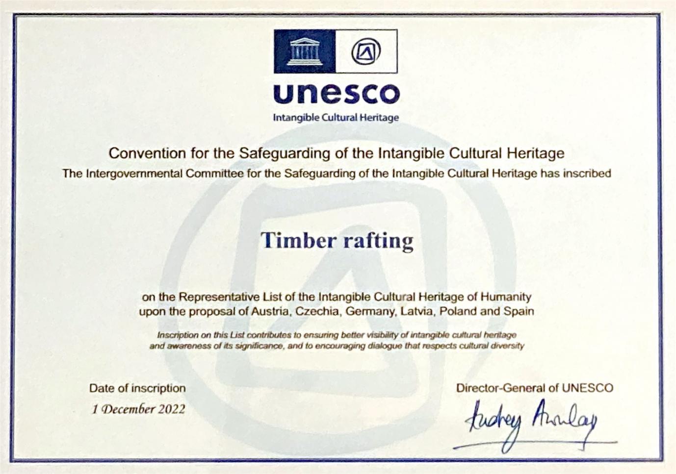 Urkunde Unesco Weltweit