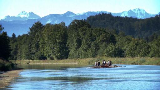 Floßfahrt für Flößerfilm "Fahr ma obi am Wasser"